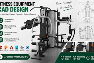 custom fitness equipment, gym machines, sports product cad design and modeling