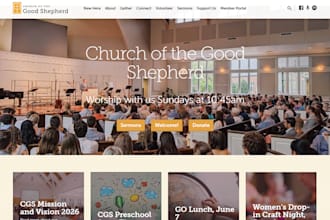 do church website, church, nonprofit, ministry website  with livestream