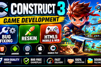 develop construct 3 game, fix bugs, and reskin HTML5 mobile web game