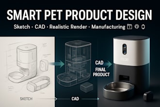 design industrial product for smart pet feeder, tracker, wearable, healthcare