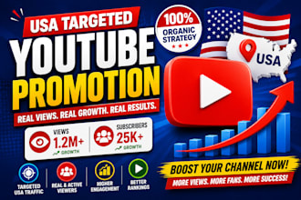 do organic USA youtube promotion, video promotion, USA channel