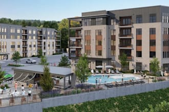 realestate design concept,highend residential project,community courtyard render
