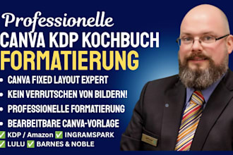 do KDP kochbuch formatierung und fixed layout ebook design on canva