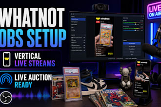 setup full obs studio for professional whatnot vertical live streams and auction
