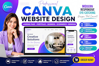 design canva website, canva landing page, portfolio and business website