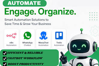 n8n  whatsapp chatbots, manychat flows, and trello workflow automation