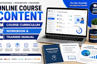 create online course content, course curriculum, workbook and elearning training