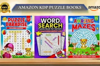 do amazon kdp puzzle book interior design, book formatting, kids coloring book