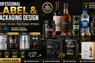 design professional bottle label beverage can product packaging and label design