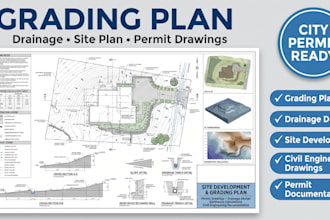 draw set of architectural construction storm drainage plan city permit drawings