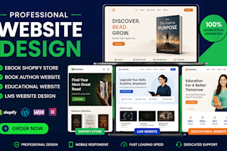design ebook shopify store book author website educational website lms website
