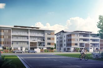 rebuild modern residential condo, exterior cgi render, 3d building visualization