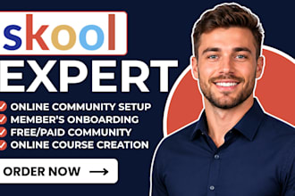 setup skool community build skool online course setup skool expert skool manager