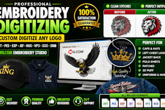 custom embroidery digitizing logo digitize dst pes embroidery design wilcom