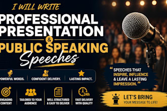 write professional presentation and public speaking speeches
