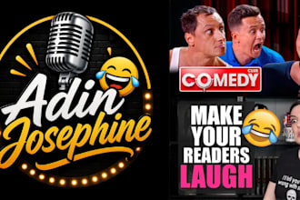 write funny comedy stand up TV movie scripts, screenplay, jokes humor