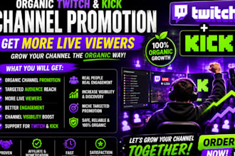 do organic twitch channel promotion and kick to gain live viewers