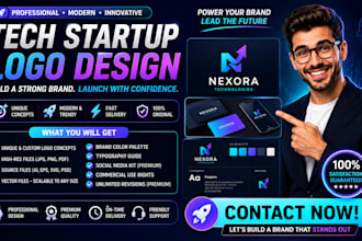 design a modern tech startup logo and brand identity