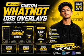 design custom whatnot obs overlays, scoreboards, and animated stream graphics