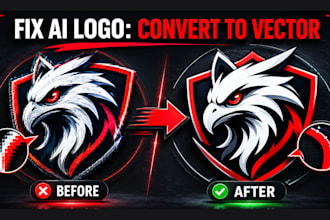 convert ai generated logo to vector, fix ai image, and manual vector tracing