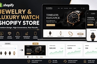 create shopify jewelry store, luxury watch website and wristwatch bracelet store