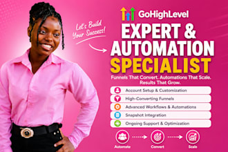setup gohighlevel CRM, funnels, website and automations