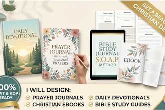 design christain prayer journal, daily devotional planners or bible study ebook