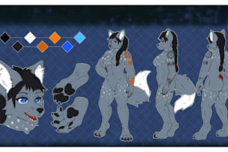 draw furry nsfw anthro character ref sheets and illustrations