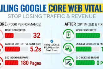 fix core web vitals, website speed and gsc indexing issues