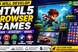 develop html game, browser game with phaser, javascript game, webgl game