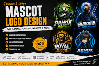 design a premium mascot logo for gaming youtube twitch cartoon charater brands