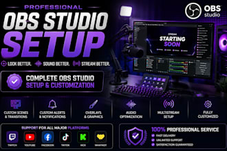 professionally set up your obs stream, overlays, alerts, and multistream