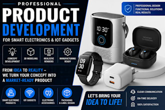design smart electronic accessories, product packaging, labels, and iot gadgets