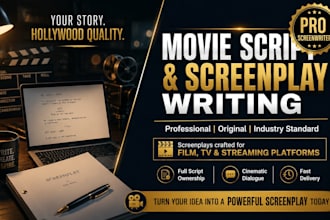 write a professional movie script, screenplay film story, and cinematic dialogue