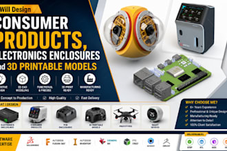 design consumer products, electronics enclosures and 3d printable models