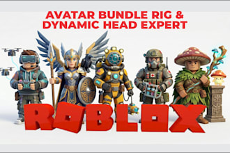 do 3d roblox character bundle rig, dynamic head, roblox hair