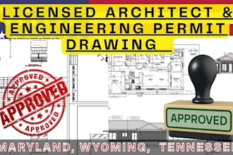 do licensed engineering drawing, architect stamp and mep in maryland, wy, tn, or