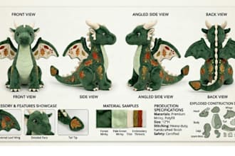 design custom plushie reference sheet stuffed animal tech pack animal toy ych