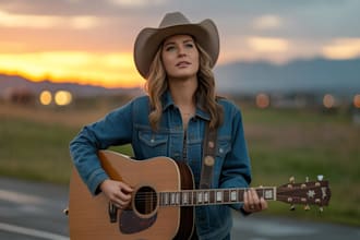 e acoustic guitarist, pianist for christian country pop songs as female