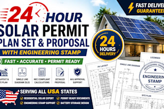 deliver solar permit plan set and proposal with engineering stamp in 24 hours