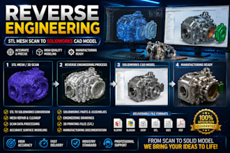 do reverse engineering and convert stl mesh scan to solidworks cad model