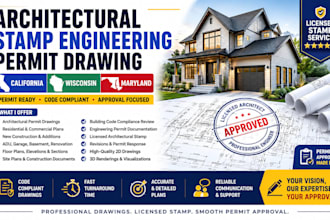 architectural stamp engineering permit drawing in california wisconsin maryland