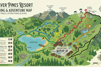 design hiking trail map, adventure, walking, bile trail map, park navigation