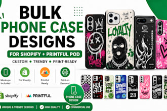 design bulk phone case designs for printful shopify print on demand