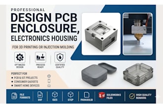 design pcb enclosure, electronics housing for 3d printing or injection molding