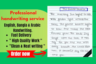 do beautiful handwriting in english, arabic, and bangla