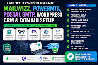do mailwizz smtp server powermta postal wordpres crm migration domain setup