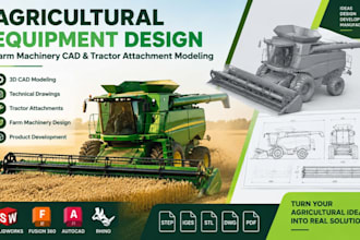 agricultural equipment design, farm machinery cad, tractor attachment modeling
