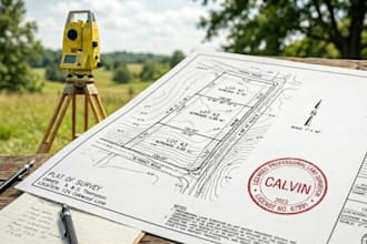 make a licensed land surveyor stamped survey for  permit and property approval