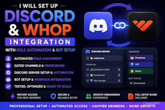 set up discord and whop integration with role automation and bot setup